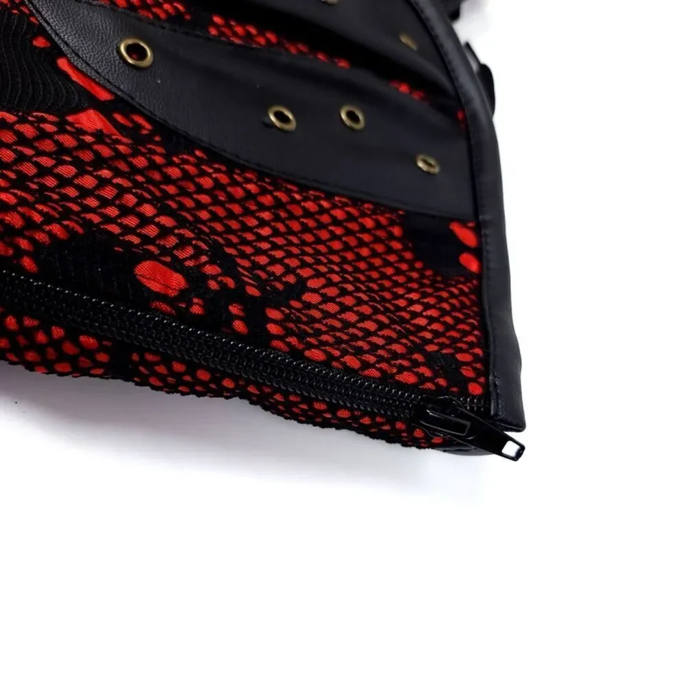 NWT Charmian Goth Steel Boned Steampunk Bustiers Corset Jacket Belt Medium Skull - Picture 7 of 10